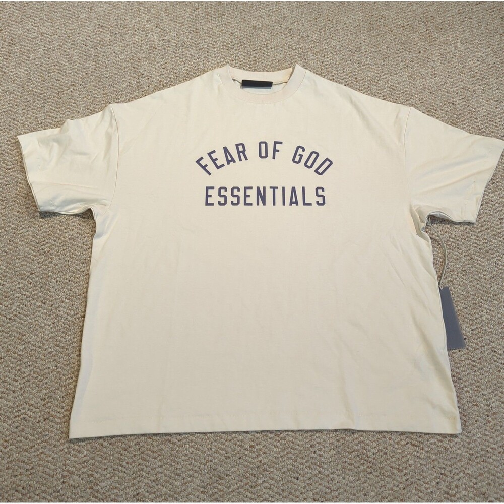 Fear of Gods Essentials Jersey Crewneck T Shirt Mens M Cream Shell Oversized